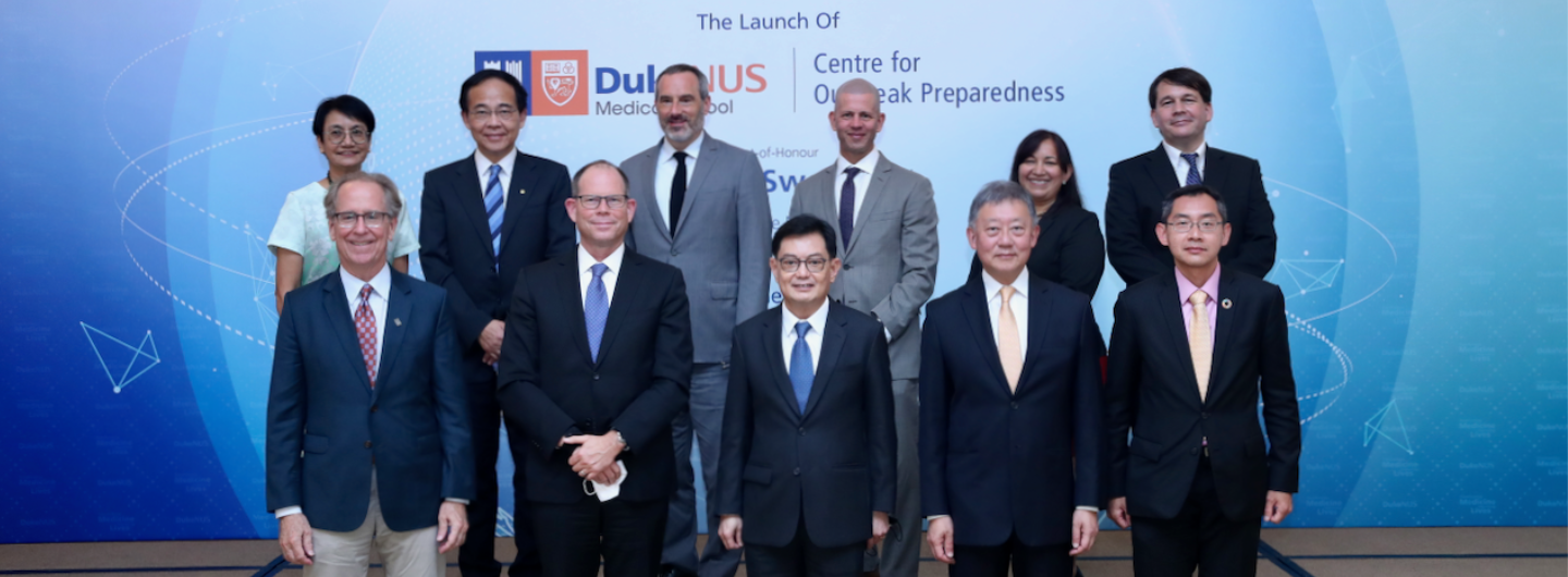 Group of people at "The Launch Of" event for Duke-NUS Centre for Outbreak Preparedness.